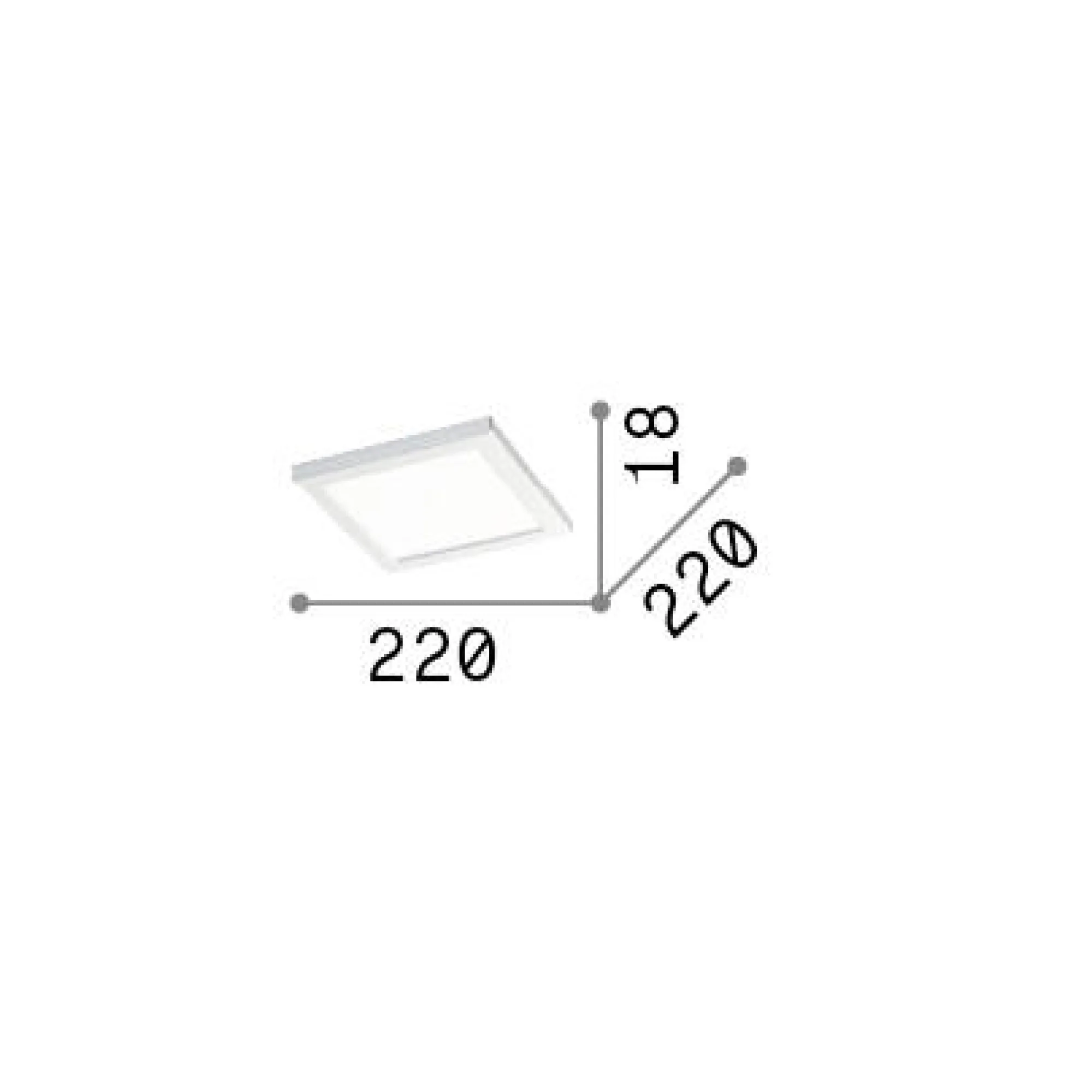 Ideal-Lux - Lampada da soffitto AURA PL SQUARE 4000K , 22 x 22 x h2 cm,<Dmora Shop