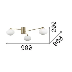 Ideal-Lux - Lampada da soffitto HERMES PL3 D90 , 90 x 90 x h20 cm,<Dmora Best Sale