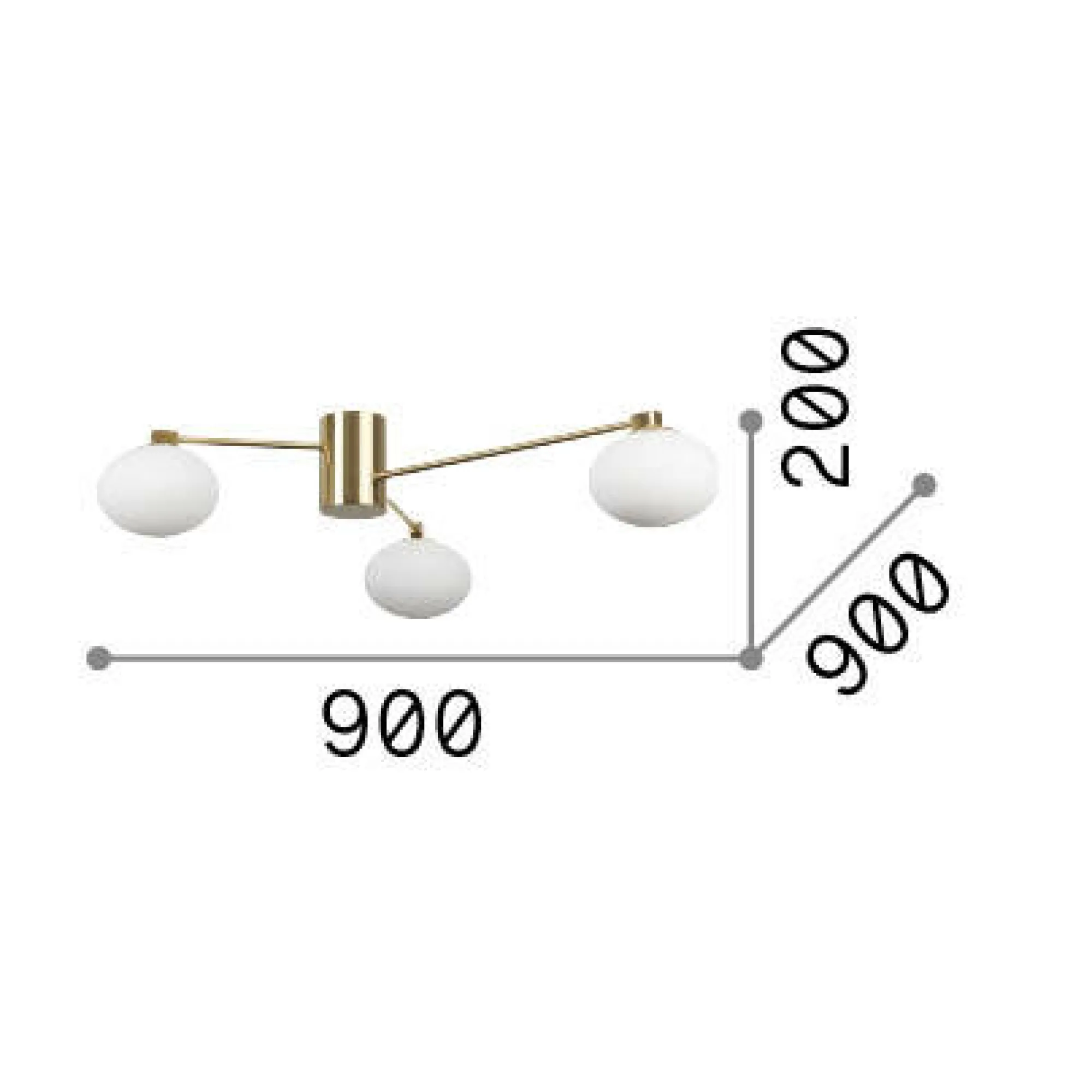 Ideal-Lux - Lampada da soffitto HERMES PL3 D90 , 90 x 90 x h20 cm,<Dmora Best Sale