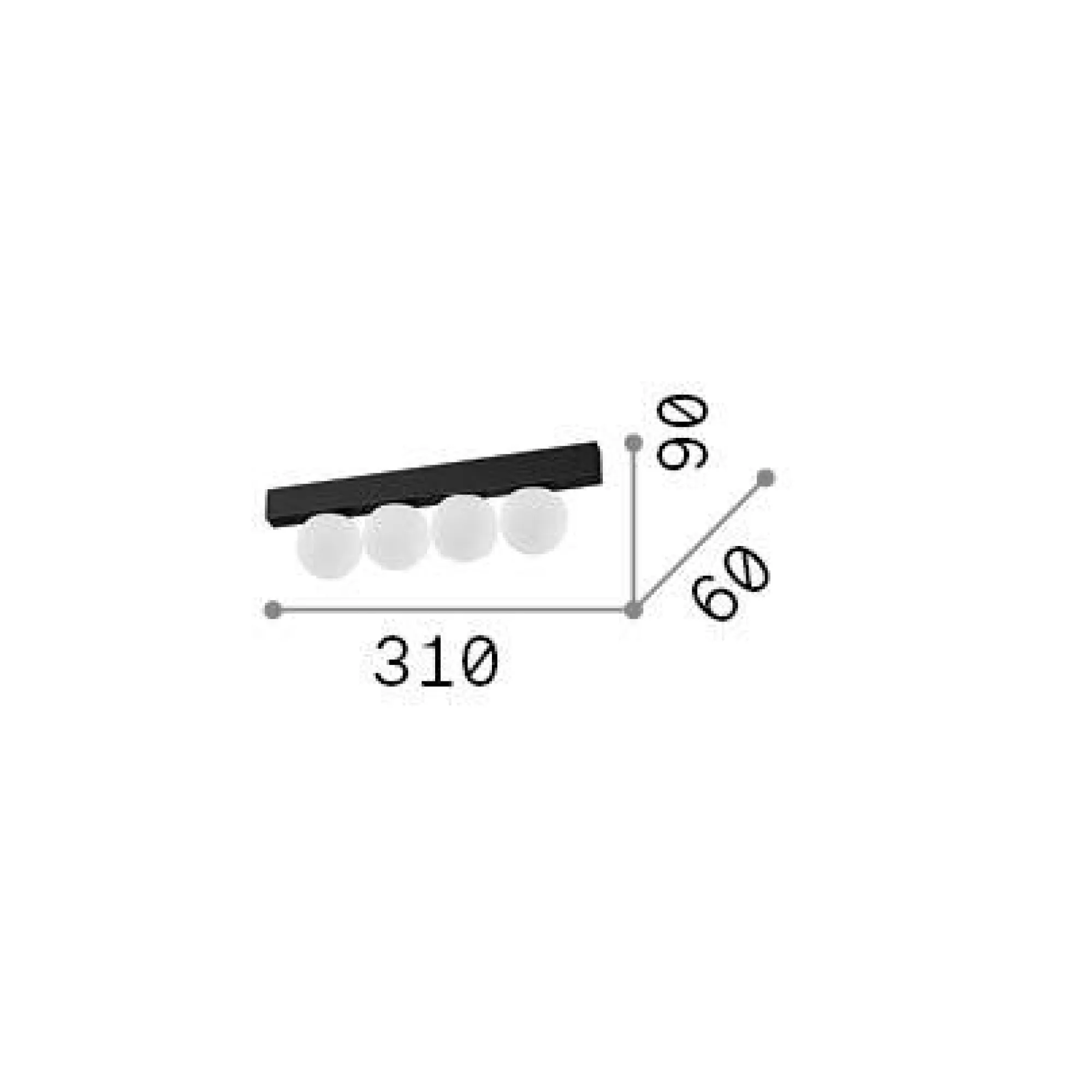 Ideal-Lux - Lampada da soffitto PING PONG PL4 , 31 x 6 x h9 cm,<Dmora New
