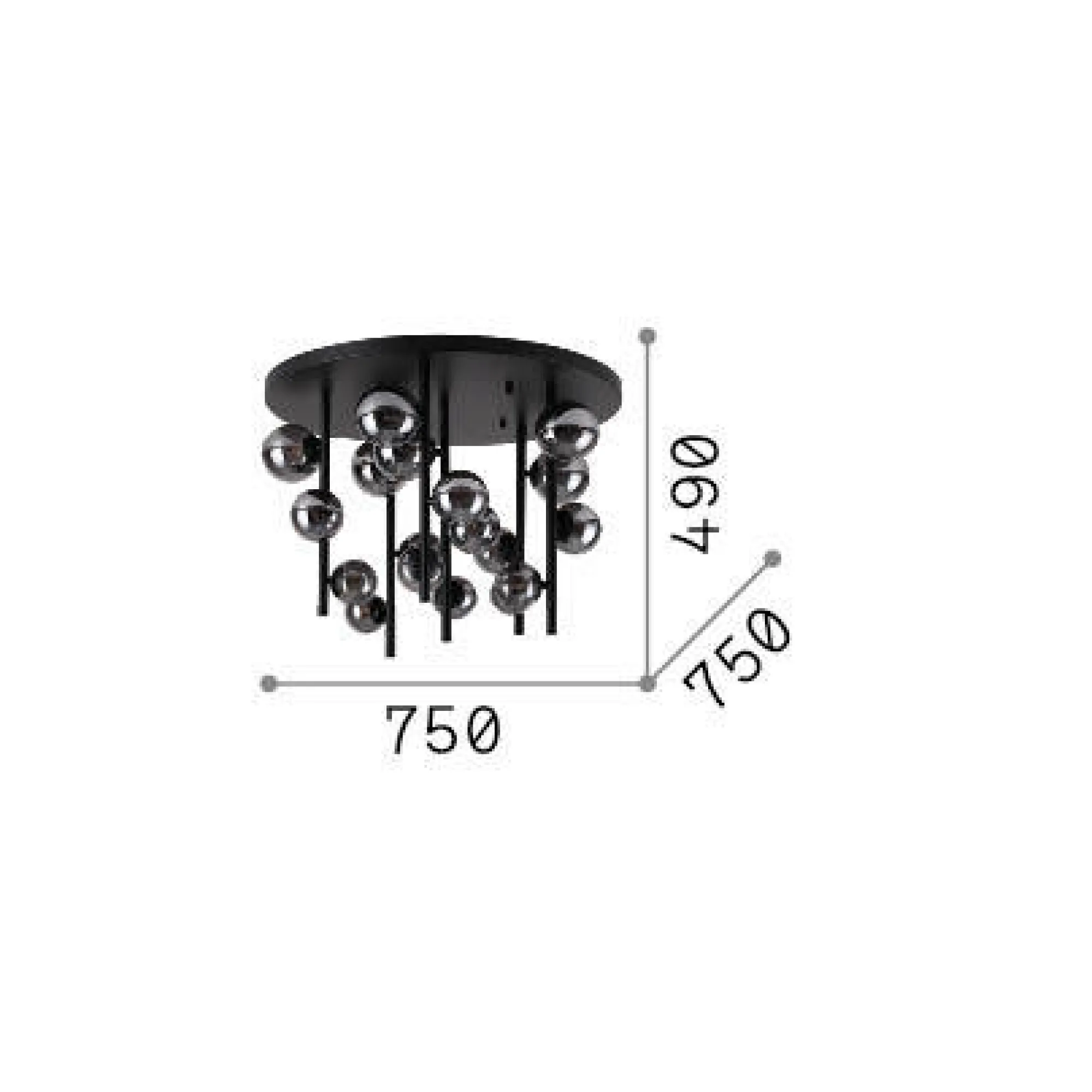 Ideal-Lux - Lampada da soffitto PERLAGE PL18 FUME', 75 x 75 x h51 cm,<Dmora Fashion