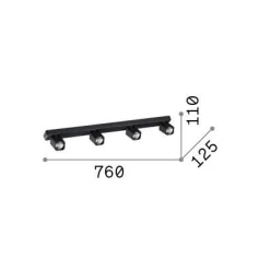 Ideal-Lux - Lampada da soffitto RUDY PL4 SQUARE , 76 x 13 x h9 cm,<Dmora Hot