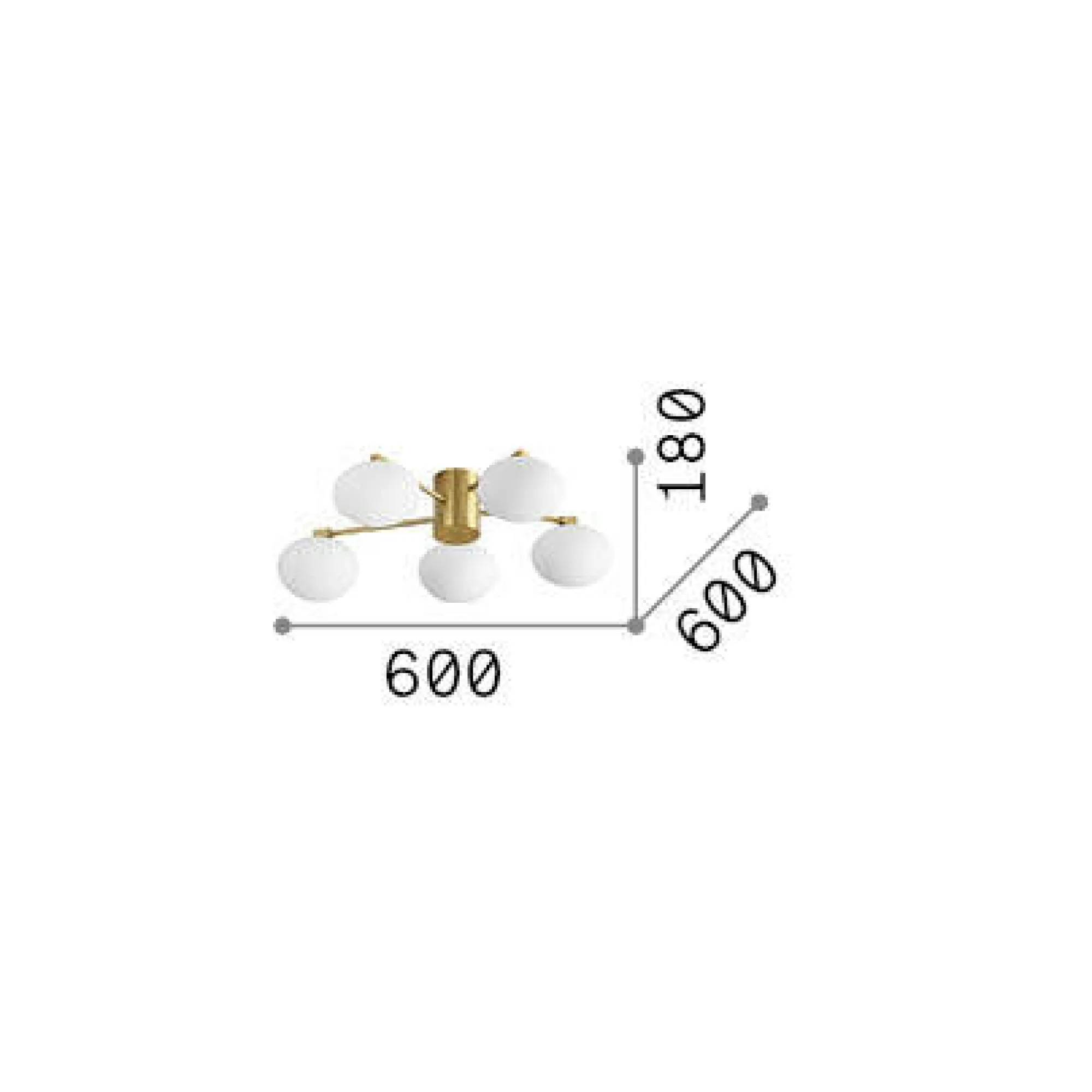 Ideal-Lux - Lampada da soffitto HERMES PL5 D60 , 60 x 60 x h18 cm,<Dmora Online