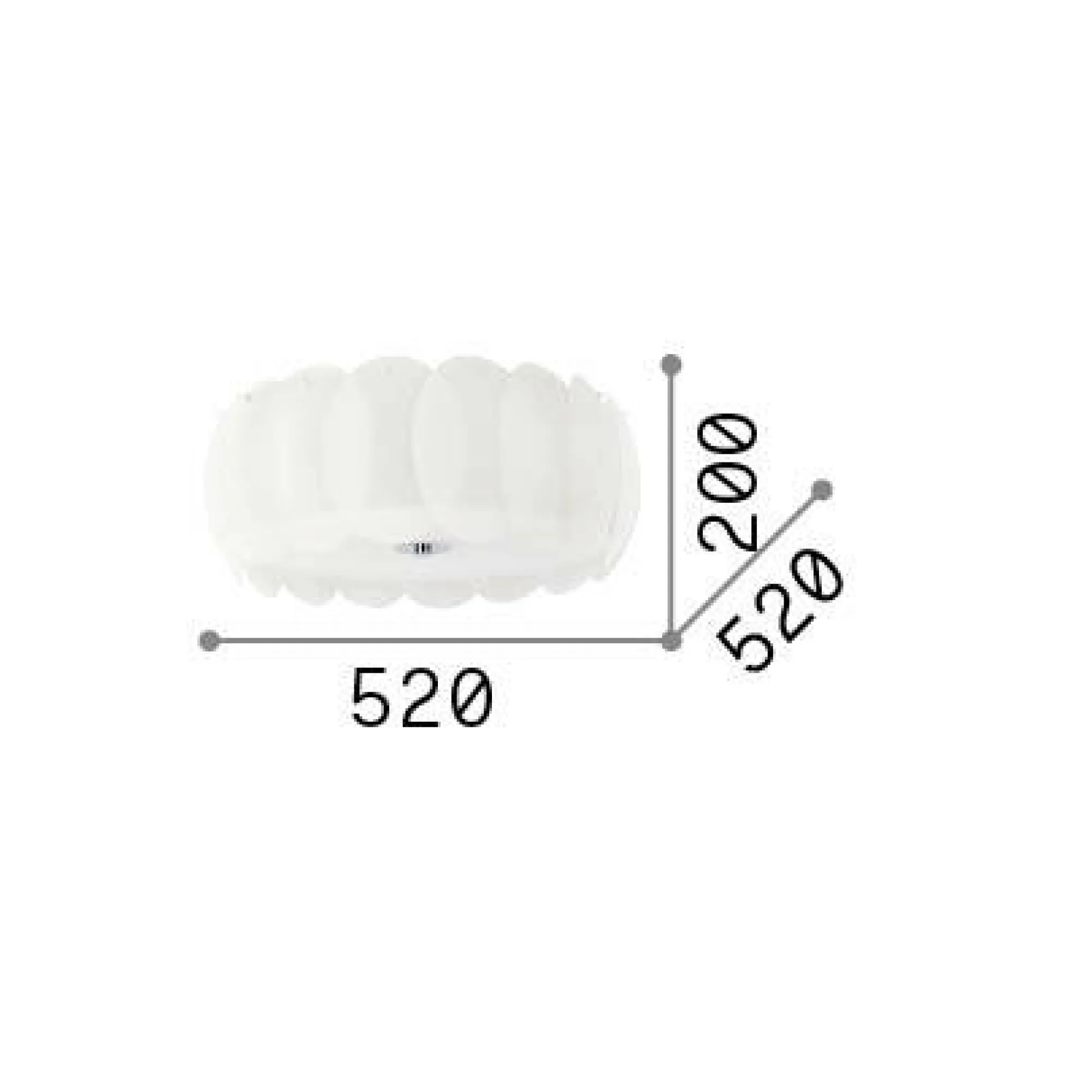 Ideal-Lux - Lampada da soffitto OVALINO PL8, 52 x 52 x h20 cm,<Dmora Fashion