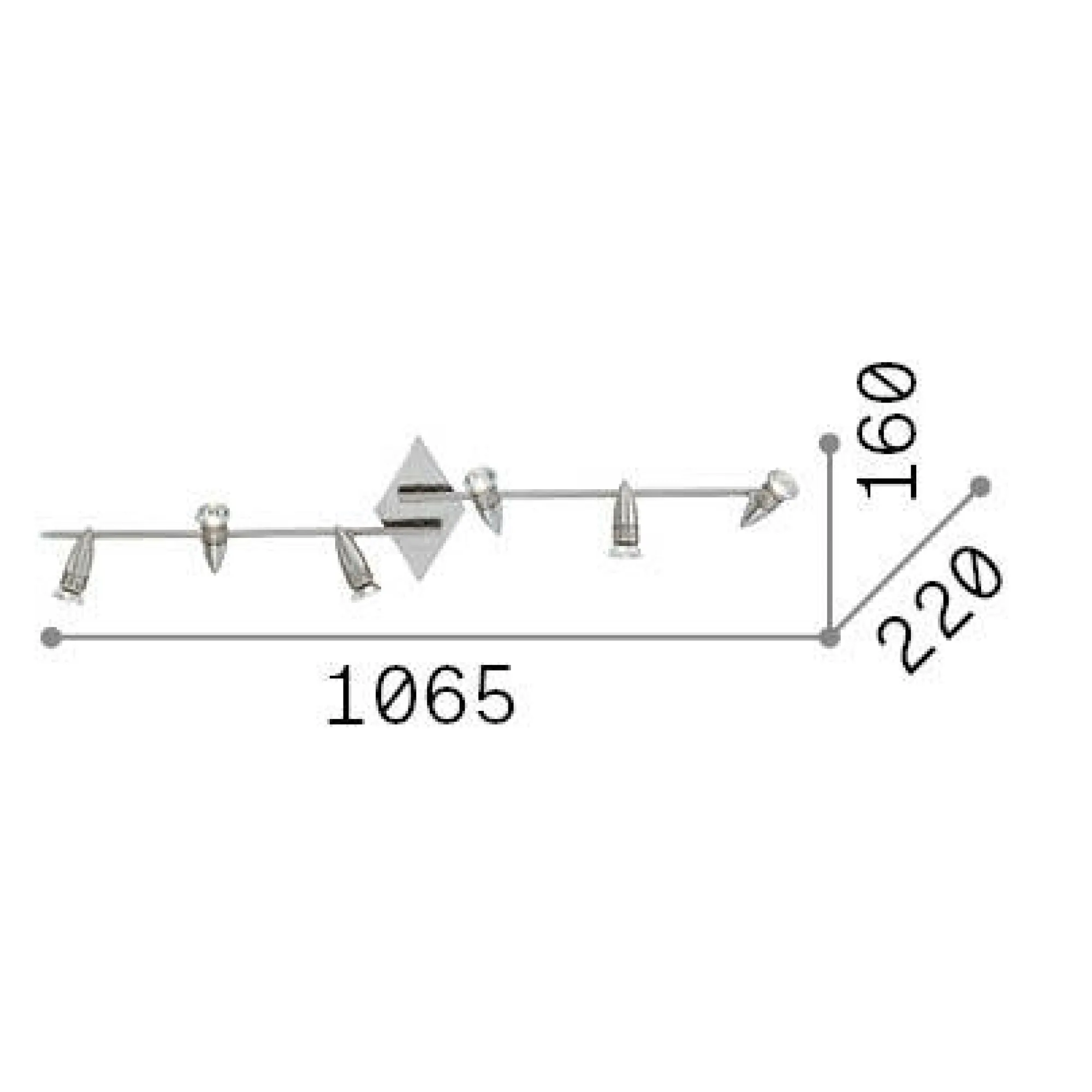 Ideal-Lux - Lampada da soffitto ALFA PL6 NICKEL, 107 x 22 x h16 cm,<Dmora Fashion