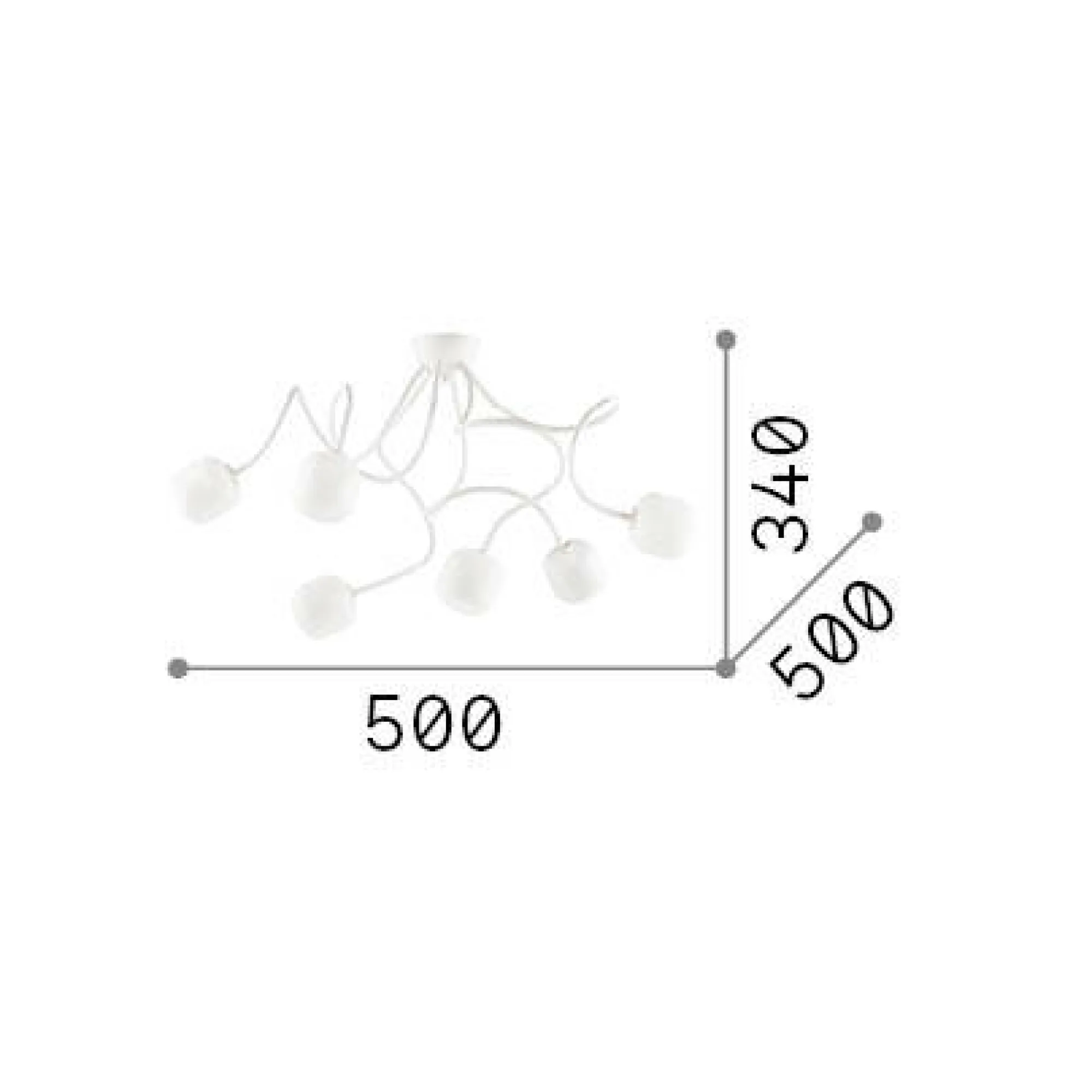 Ideal-Lux - Lampada da soffitto OCTOPUS PL6 COLOR, 50 x 50 x h34 cm,<Dmora Discount