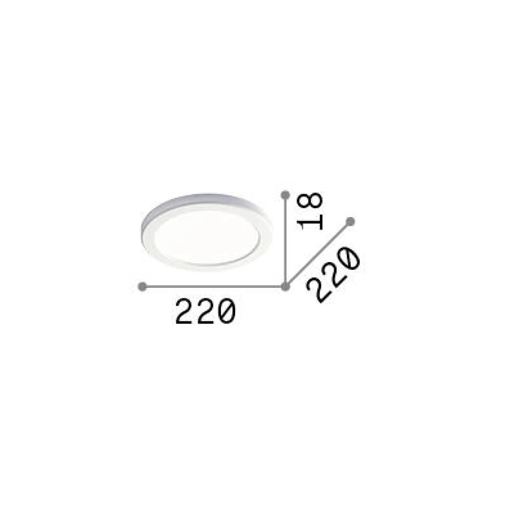 Ideal-Lux - Lampada da soffitto AURA PL ROUND 4000K , 22 x 22 x h2 cm,<Dmora New
