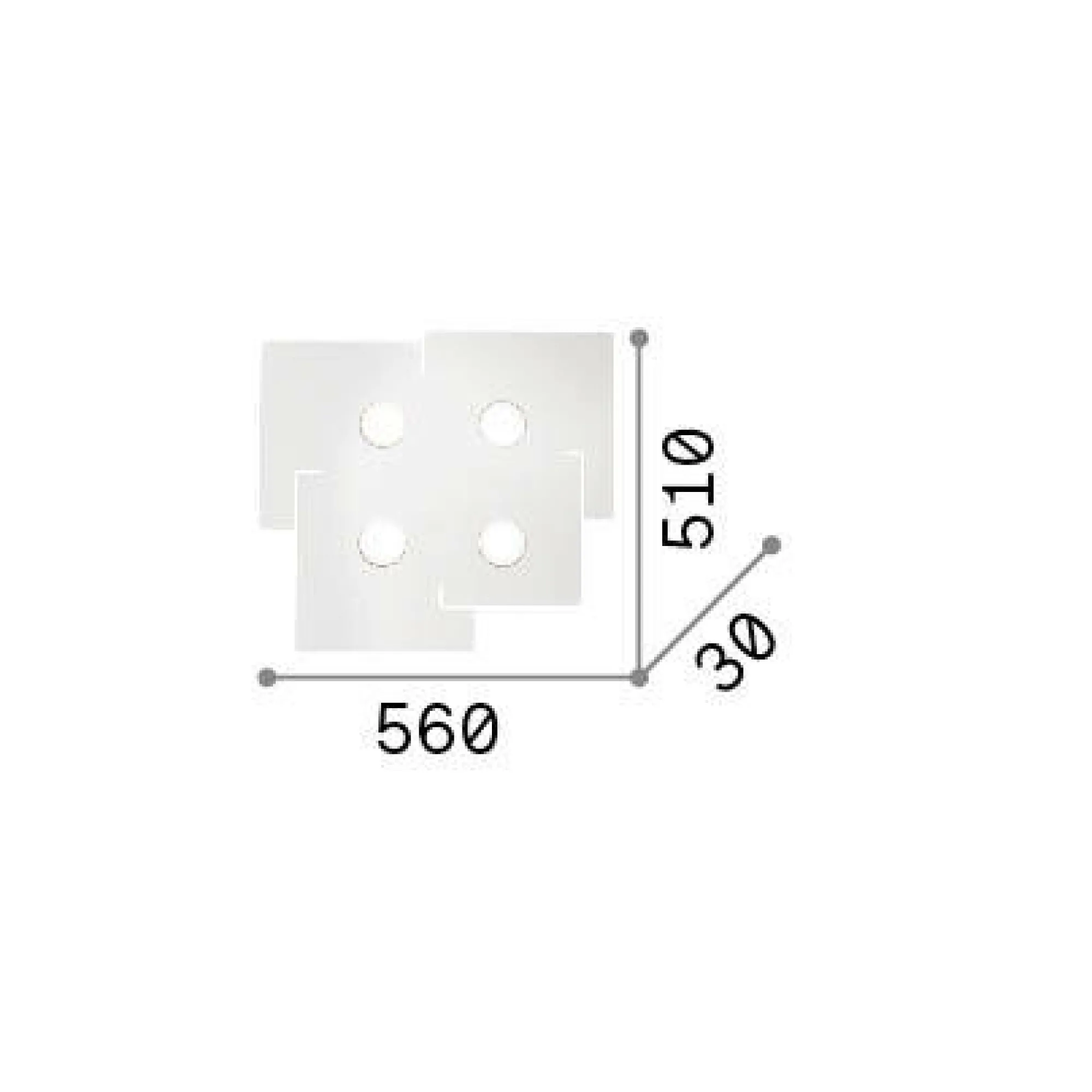 Ideal-Lux - Lampada da soffitto TOTEM PL4, Made in Italy, 56 x 51 x h3 cm,<Dmora Shop