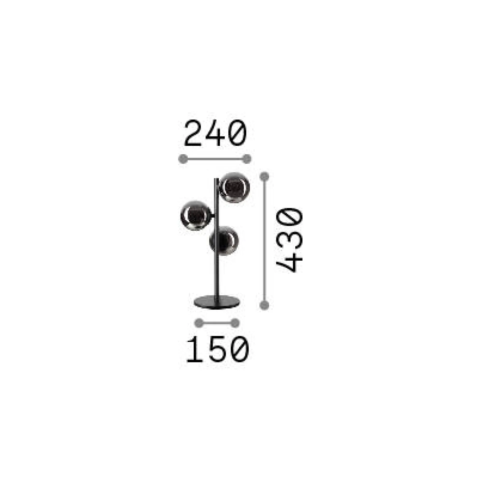Ideal-Lux - Lampada da tavolo PERLAGE TL3 FUME', 24 x 24 x h43 cm,<Dmora Discount