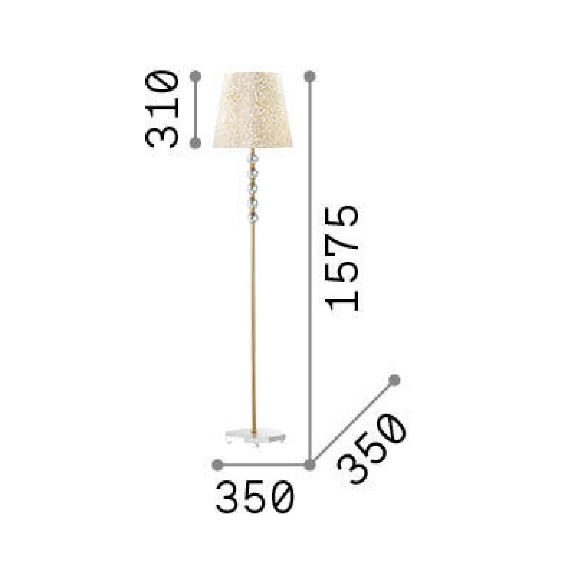Ideal-Lux - Lampada da terra QUEEN PT1, 35 x 35 x h158 cm,<Dmora Fashion