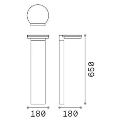Ideal-Lux - Lampada outdoor PATH PT ROUND 4000K, 18 x 18 x h65 cm,<Dmora Best