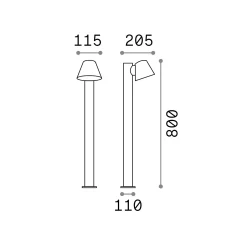 Ideal-Lux - Lampada outdoor GAS PT1 COFFEE, 12 x 21 x h80 cm,<Dmora Cheap