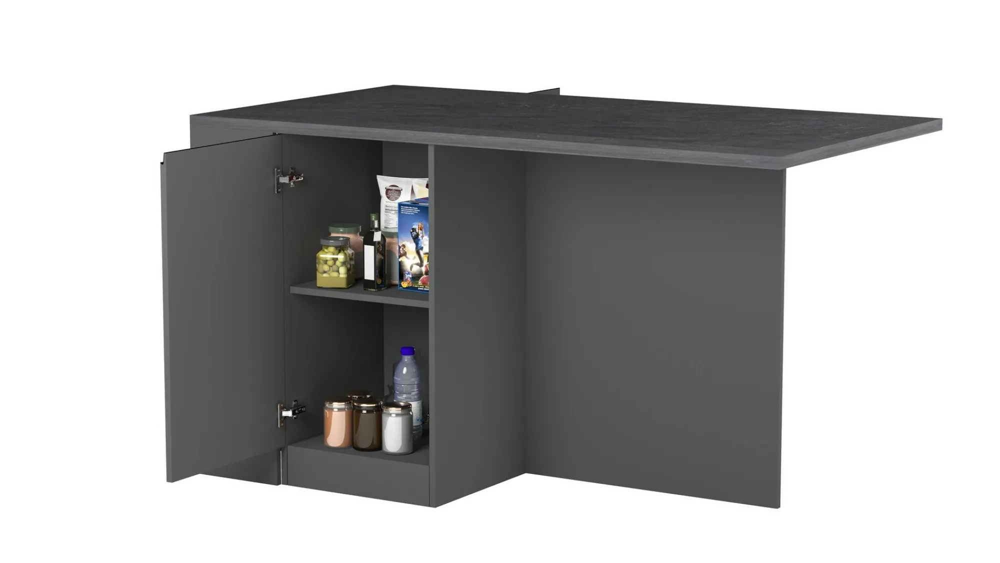 Isola da cucina Abern, 160x90h90 cm, Antracite e Ardesia<Dmora Clearance