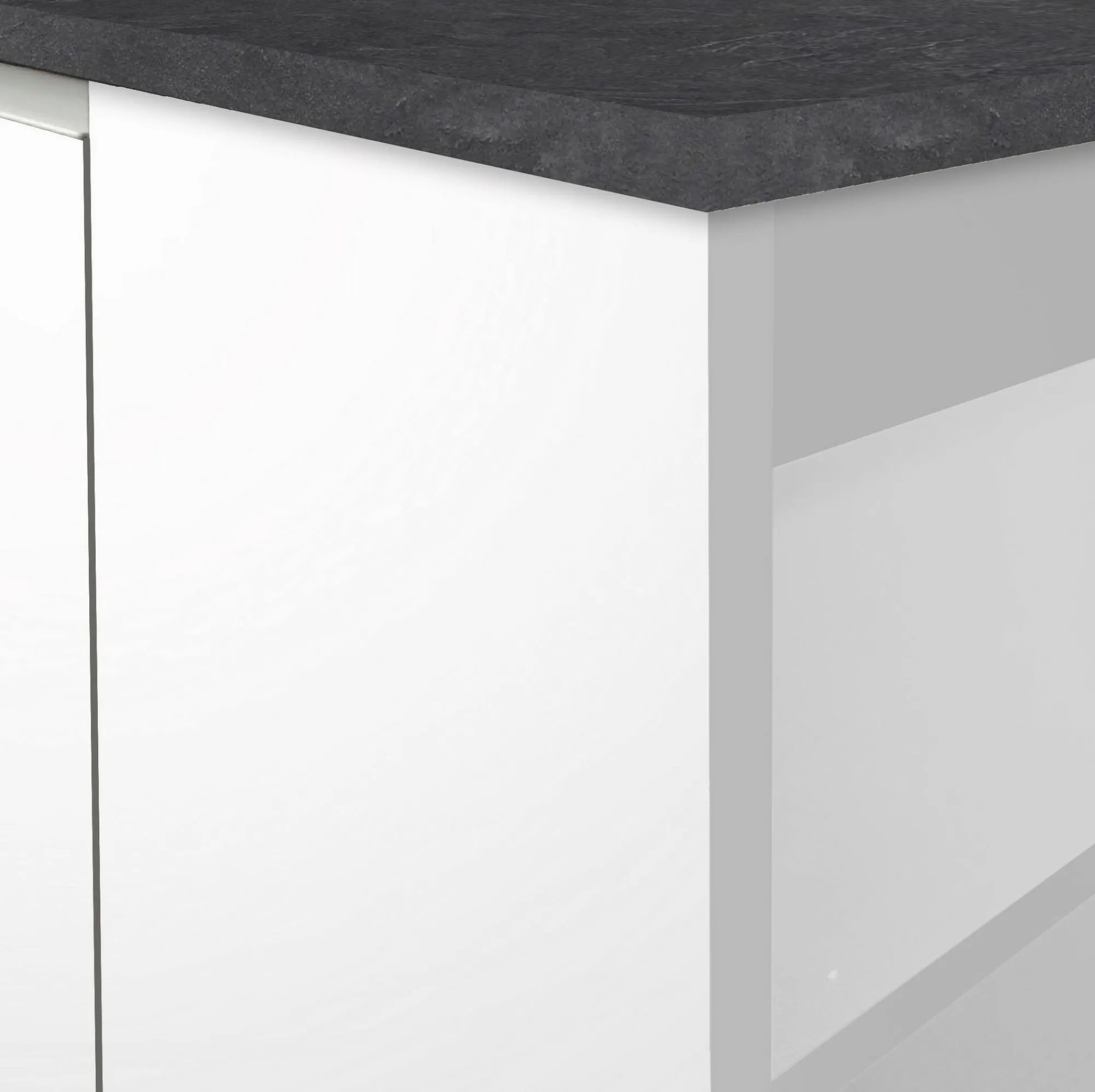 Isola da cucina Abern, 160x90h90 cm, Bianco lucido e Ardesia<Dmora Outlet