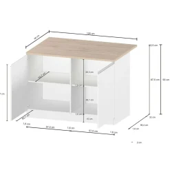 Isola da cucina Analiza, 125x90h90 cm, Antracite e Rovere<Dmora Outlet