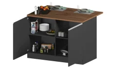 Isola da cucina Analiza, 125x90h90 cm, Antracite e Rovere<Dmora Outlet