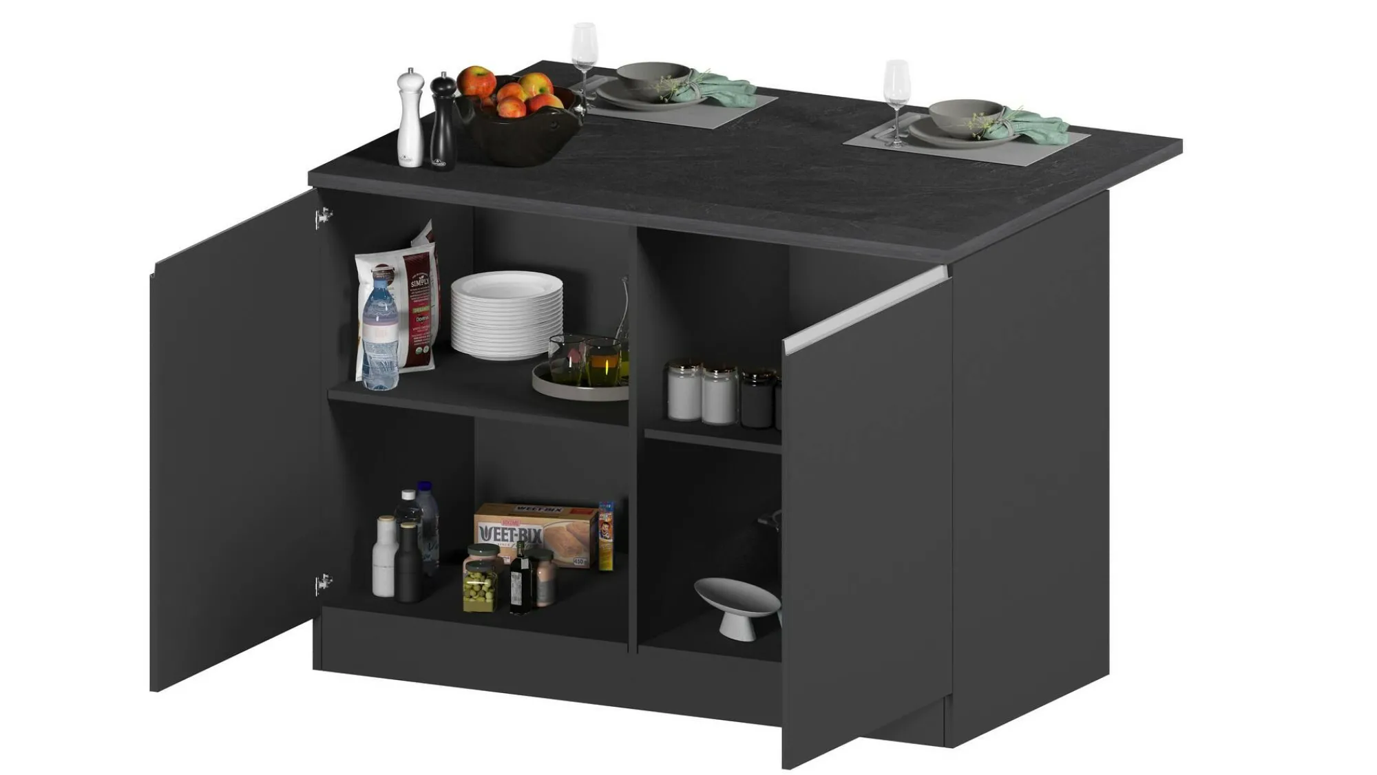 Isola da cucina Analiza, 125x90h90 cm, Antracite e Ardesia<Dmora Outlet