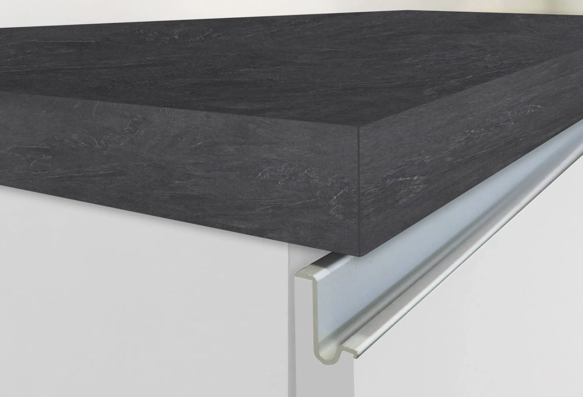 Isola da cucina Daffaticat, 125x90h90 cm, Bianco lucido e Ardesia<Dmora Hot