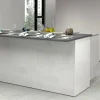 Isola da cucina Tartaro, 155x90h90 cm, Bianco lucido e Ardesia<Dmora Sale