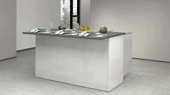 Isola da cucina Tartaro, 155x90h90 cm, Bianco lucido e Ardesia<Dmora Sale