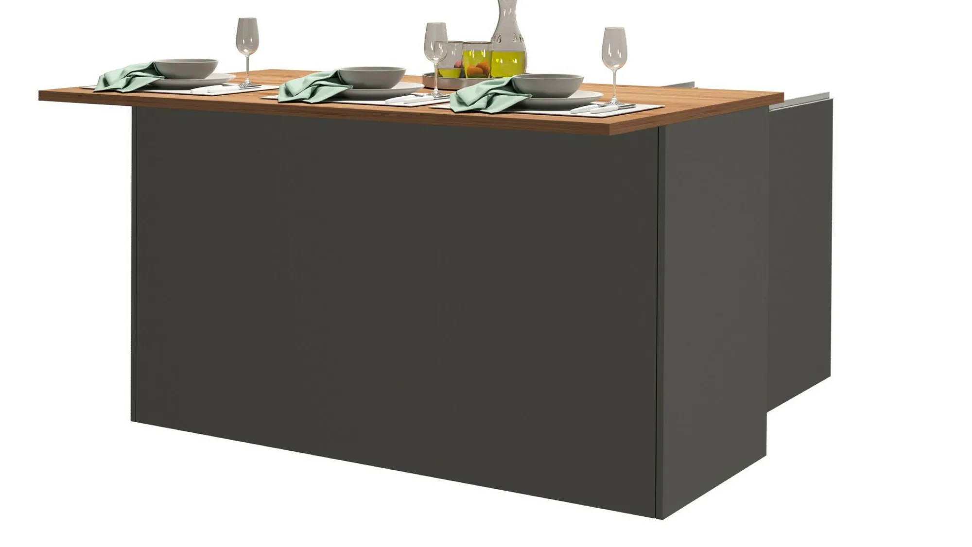 Isola da cucina Tartaro, 155x90h90 cm, Antracite e Rovere<Dmora Cheap