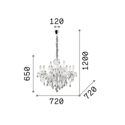 Lampada a sospensione FLORIAN SP12 , Lampadario, Luminare sospeso, Lampada a pendente, 72x72h90 cm,<Dmora New