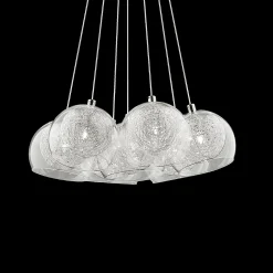 Lampada a sospensione, Lampadario, Luminare sospeso, Lampada a pendente, 38x38h33 cm, Cromo<Dmora Fashion