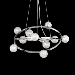 Lampada a sospensione, Lampadario, Luminare sospeso, Lampada a pendente, 61x61h36 cm, Cromo<Dmora Online