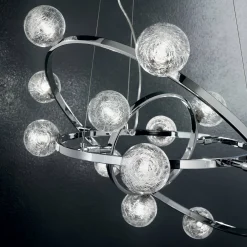 Lampada a sospensione, Lampadario, Luminare sospeso, Lampada a pendente, 61x61h36 cm, Cromo<Dmora Store