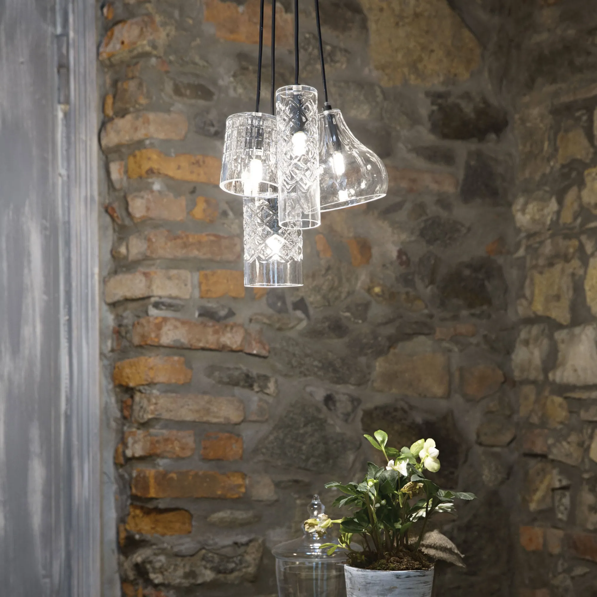 Lampada a sospensione, Lampadario, Luminare sospeso, Lampada a pendente, 15x15h33 cm,<Dmora Clearance