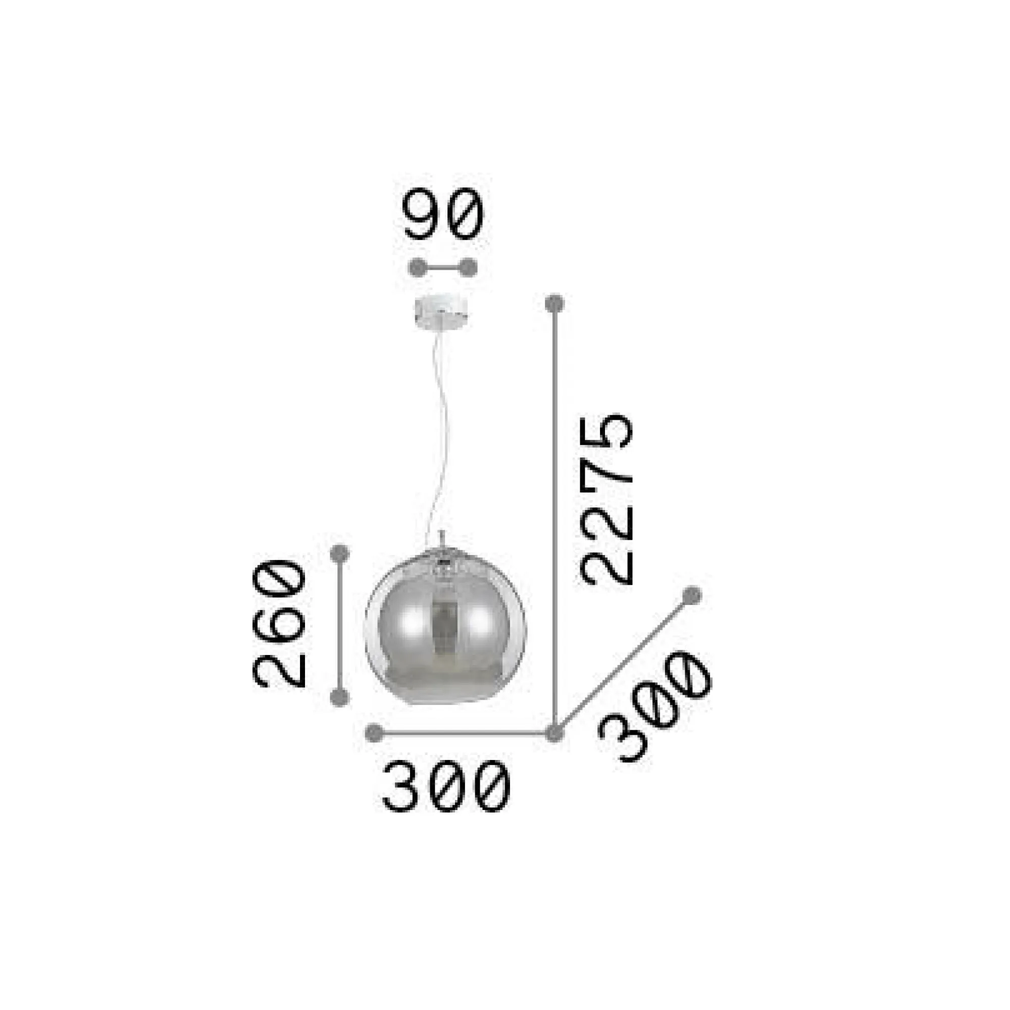 Lampada a sospensione NEMO SP1 D30 FUME', Lampadario, Luminare sospeso, Lampada a pendente, 30x30h53 cm,<Dmora Clearance