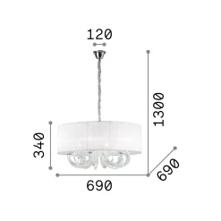 Lampada a sospensione SWAN SP6, Lampadario, Luminare sospeso, Lampada a pendente, 69x69h59 cm,<Dmora Online
