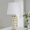 Lampada da tavolo Ashcan, 33x33 h53 cm, Bianco e Oro<Dmora Cheap