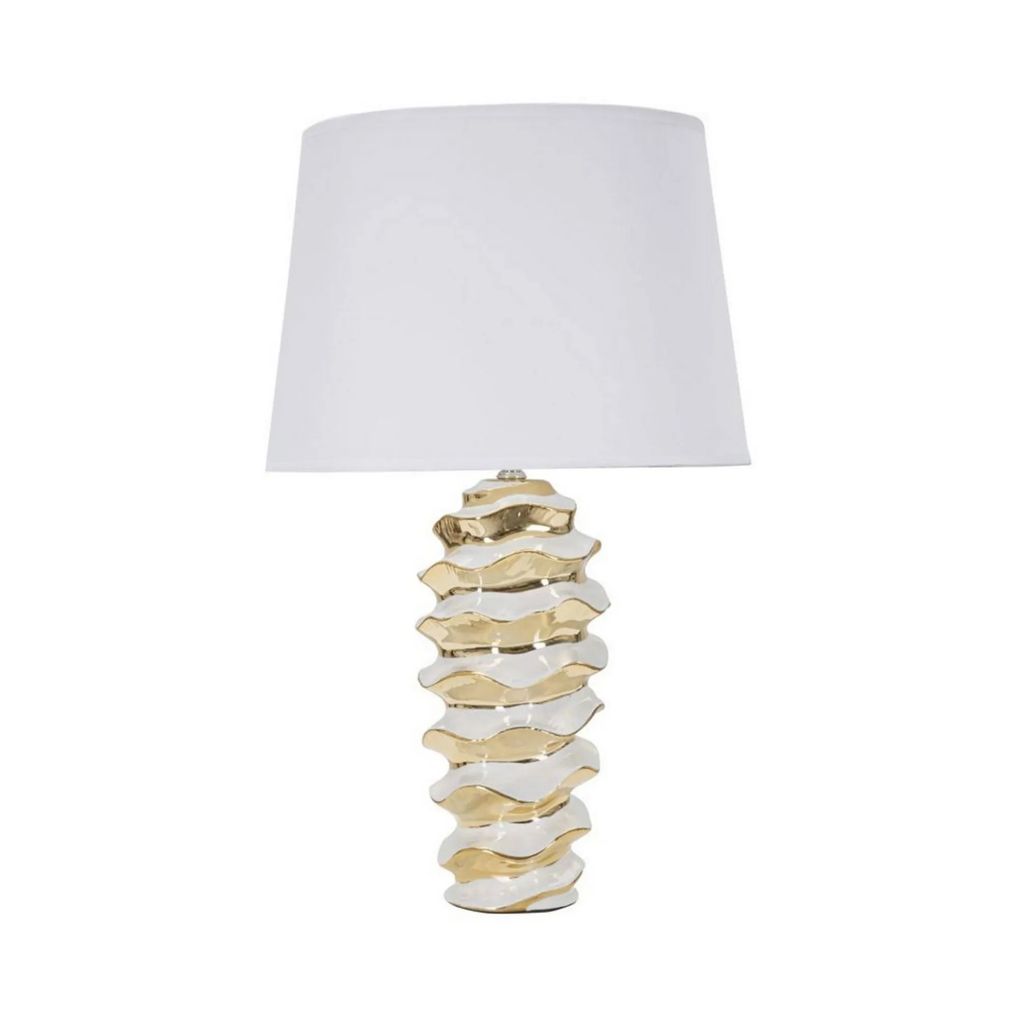 Lampada da tavolo Ashcan, 33x33 h53 cm, Bianco e Oro<Dmora Cheap