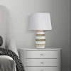 Lampada da tavolo Barr, 33x33 h50 cm, Bianco e Oro<Dmora Discount