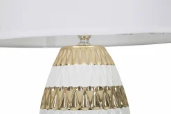 Lampada da tavolo Barr, 33x33 h50 cm, Bianco e Oro<Dmora Discount