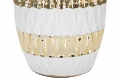 Lampada da tavolo Barr, 33x33 h50 cm, Bianco e Oro<Dmora Discount