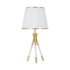 Lampada da tavolo Gongbi, 28x28 h57 cm, Bianco e Oro<Dmora Hot