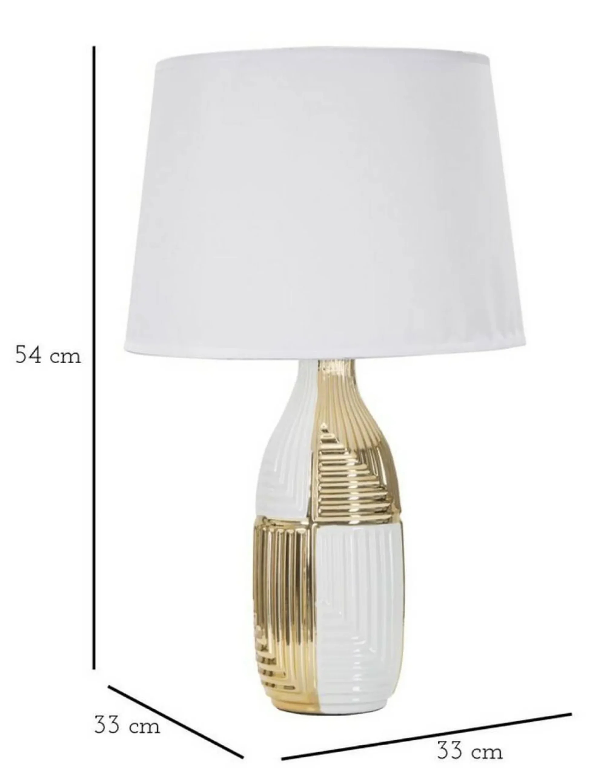 Lampada da tavolo Mondriam, Bianco e Oro, 33x33 h54 cm<Dmora Cheap