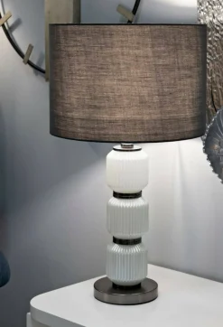 Lampada da tavolo Presolana, 33x33 h57 cm, Bianco e Grigio<Dmora Online