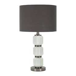 Lampada da tavolo Presolana, 33x33 h57 cm, Bianco e Grigio<Dmora Online