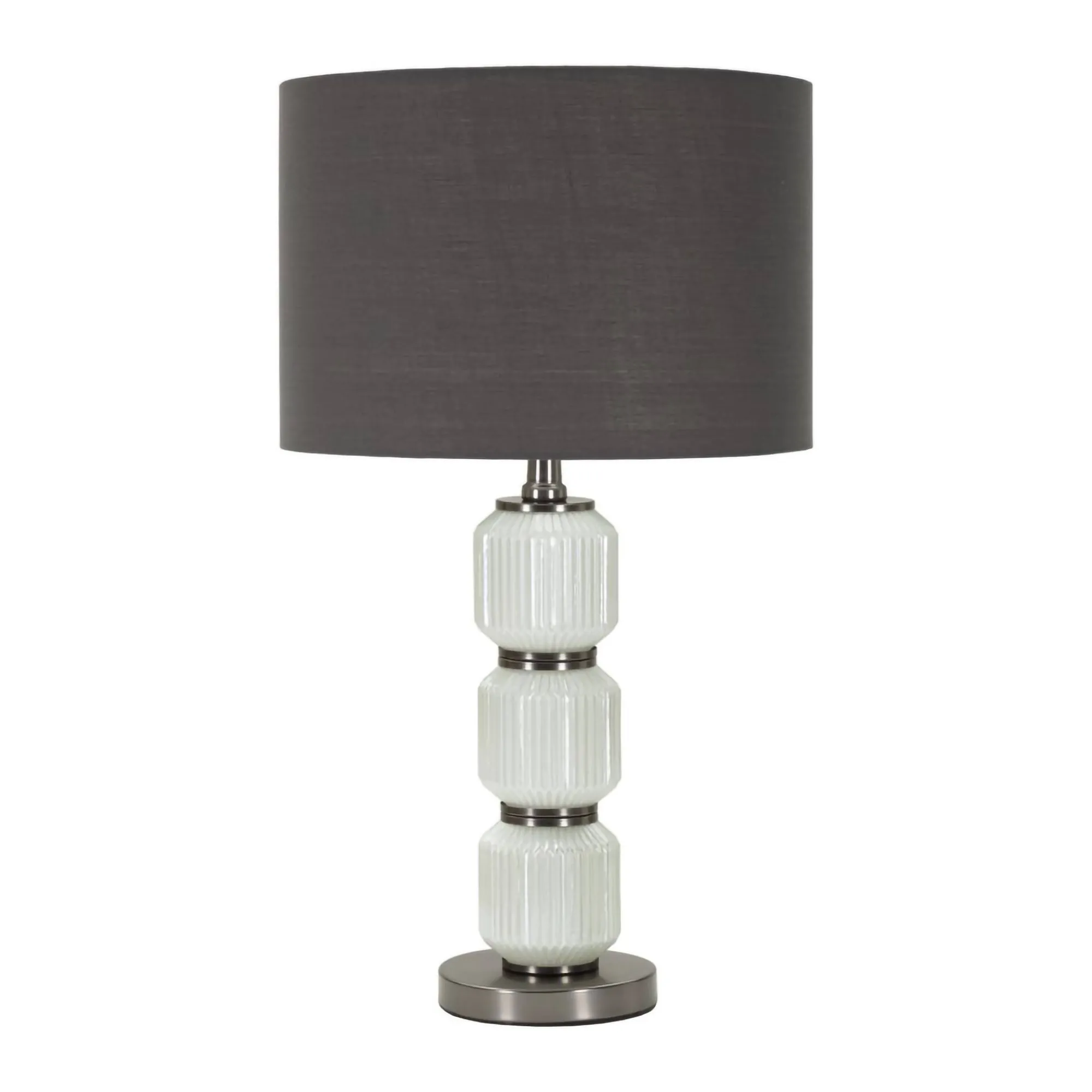 Lampada da tavolo Presolana, 33x33 h57 cm, Bianco e Grigio<Dmora Online