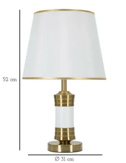 Lampada da tavolo Sinopia, Bianco e Oro, 31x31 h52 cm<Dmora Flash Sale