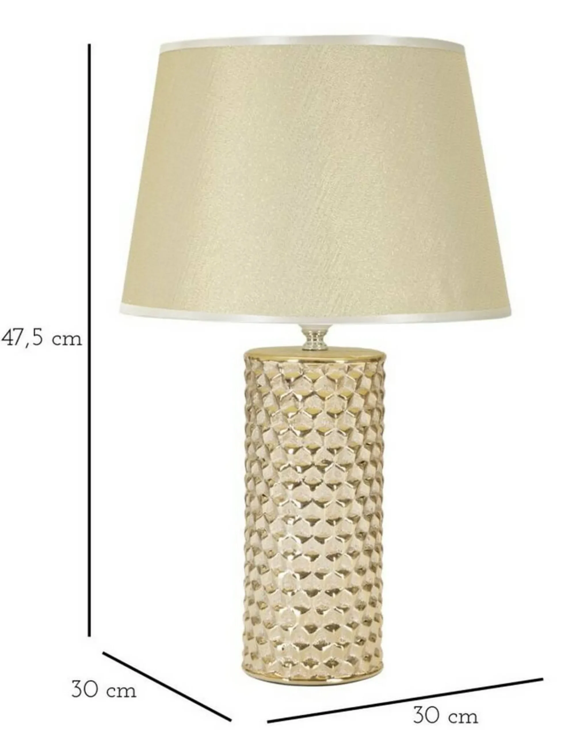 Lampada da tavolo Supreme, Bianco e Oro, 30x30 h48 cm<Dmora Hot