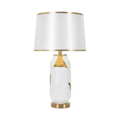 Lampada da tavolo Trompe, 40x40 h70 cm, Bianco e Oro<Dmora Cheap