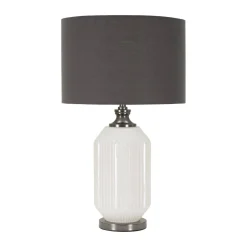 Lampada da tavolo Vidardo, 38x38 h65 cm, Bianco e Grigio<Dmora New