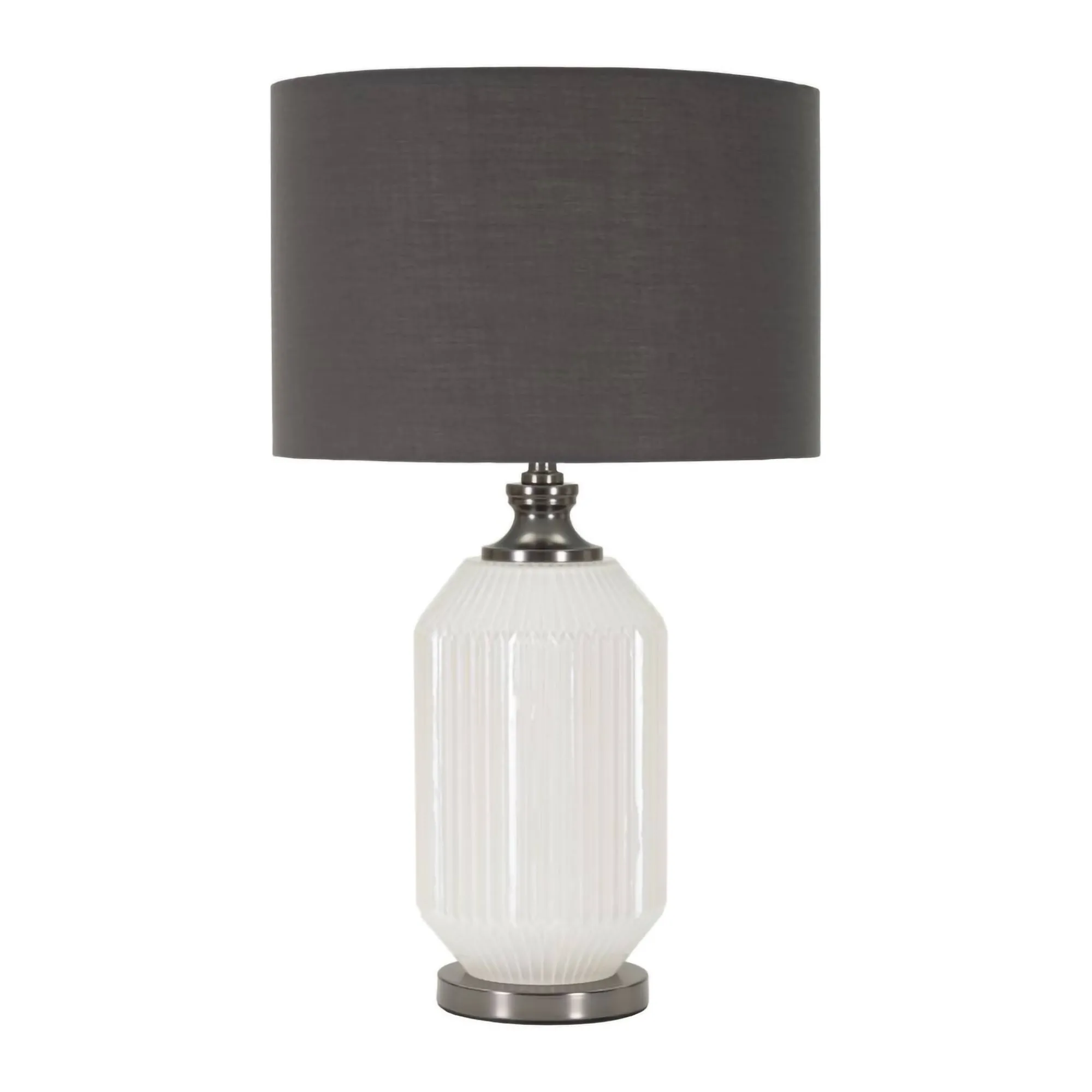 Lampada da tavolo Vidardo, 38x38 h65 cm, Bianco e Grigio<Dmora New