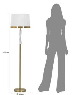 Lampada da terra Craquelure, 40x40 h153 cm, Bianco e Oro<Dmora Cheap