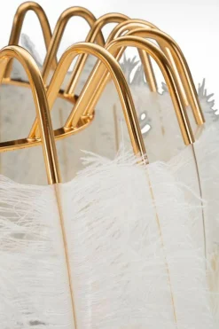 Lampada da terra Millefleur, 46x46 h147 cm, Bianco e Oro<Dmora New