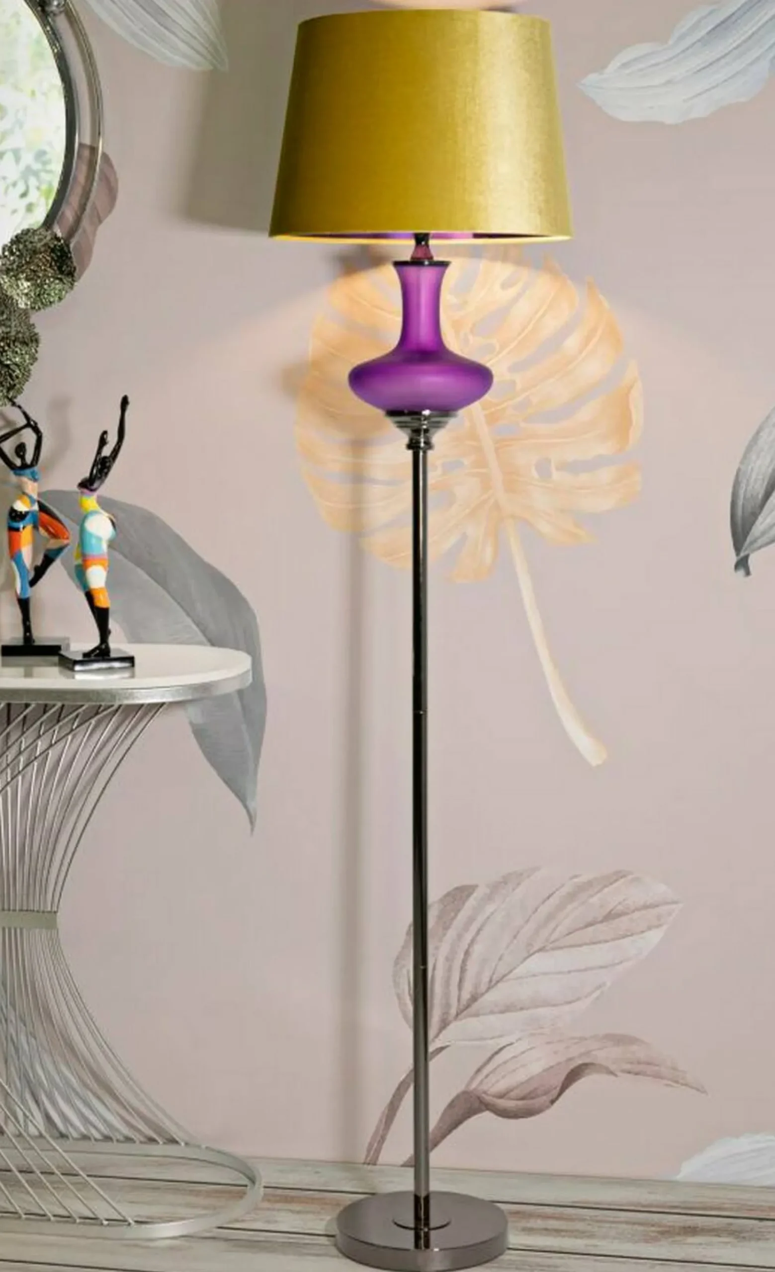 Lampada da terra Pepoli, 40x40 h167 cm, Viola e Giallo<Dmora Clearance